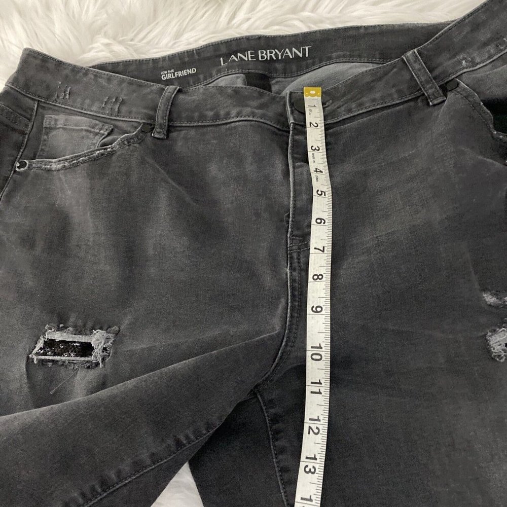 Lane Bryant low rise girlfriend fit jeans distressed sequin 22 stretch - Picture 7 of 11